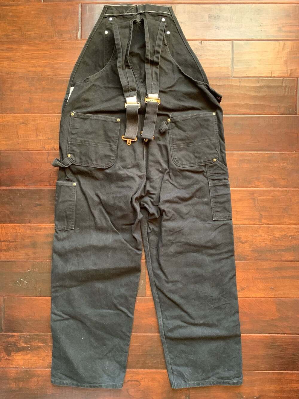 Carhartt R01 Black Double-Front Bib Overalls 42x30 - Picture 2 of 9